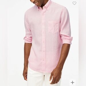 NEW- J. Crew. Classic-fit Baird McNutt Irish linen shirt. Pink Blush. Large.